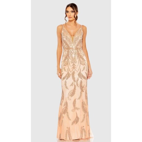 Mac Duggal Dresses & Skirts - Mac Duggal Gown Dress Size 10 V Neck Sequined Beaded Embellished 6015 $598